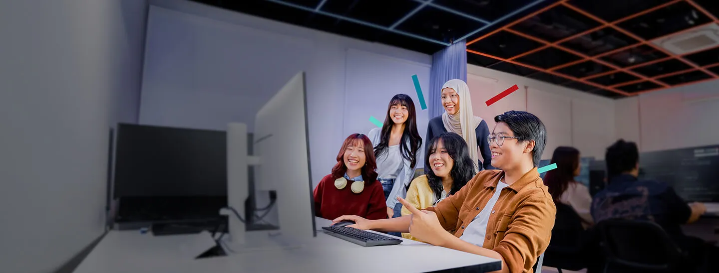DLI students studying in computer laboratory.