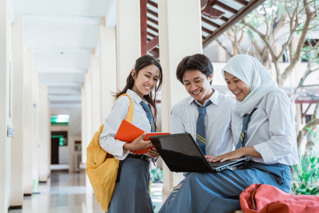 Students outside socialising