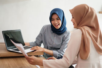 Students studying together inside