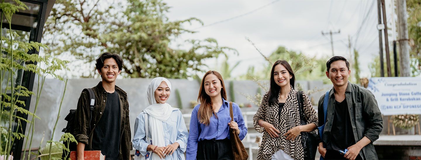 Students outside at event
